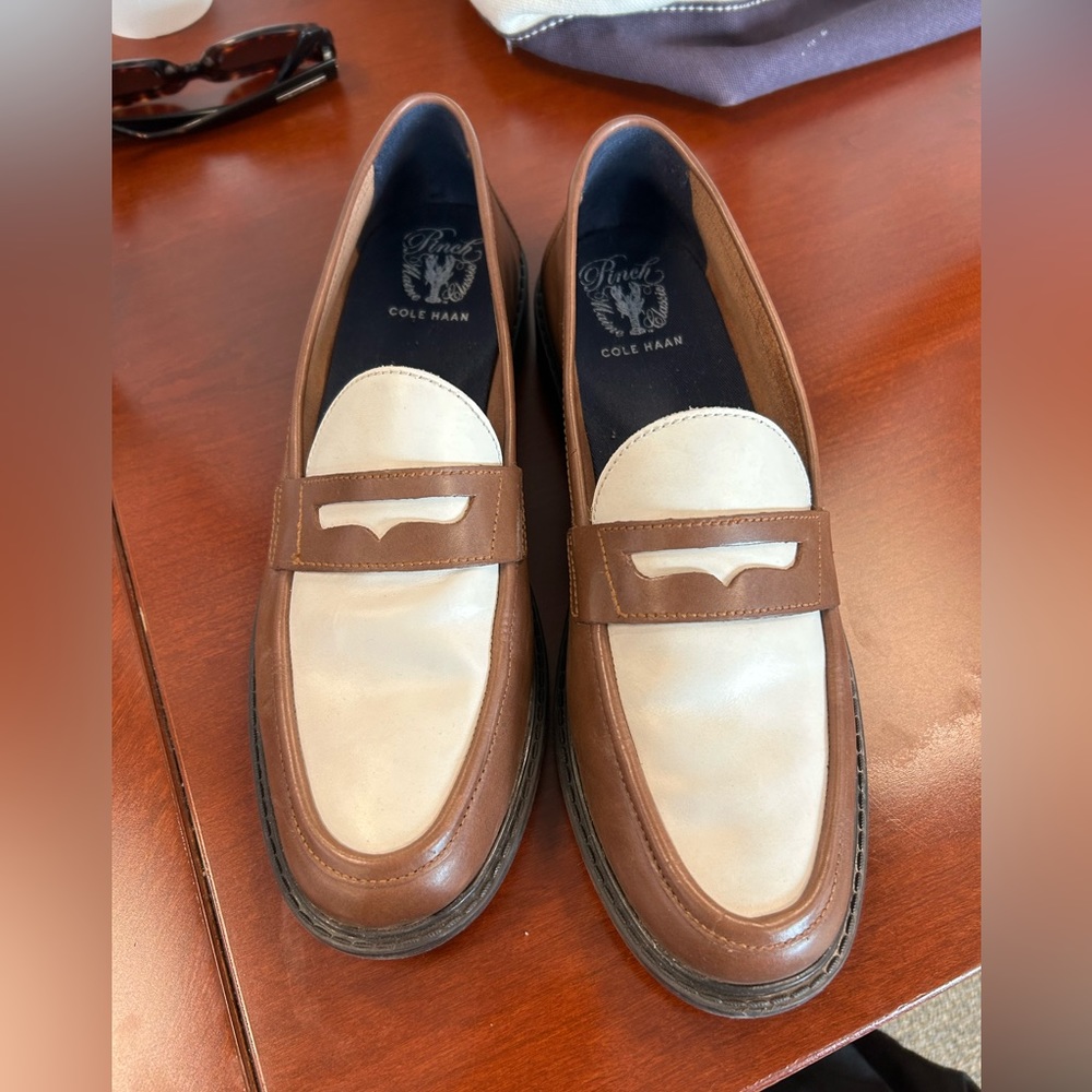Cole Haan two tone brown loafers size 9.5